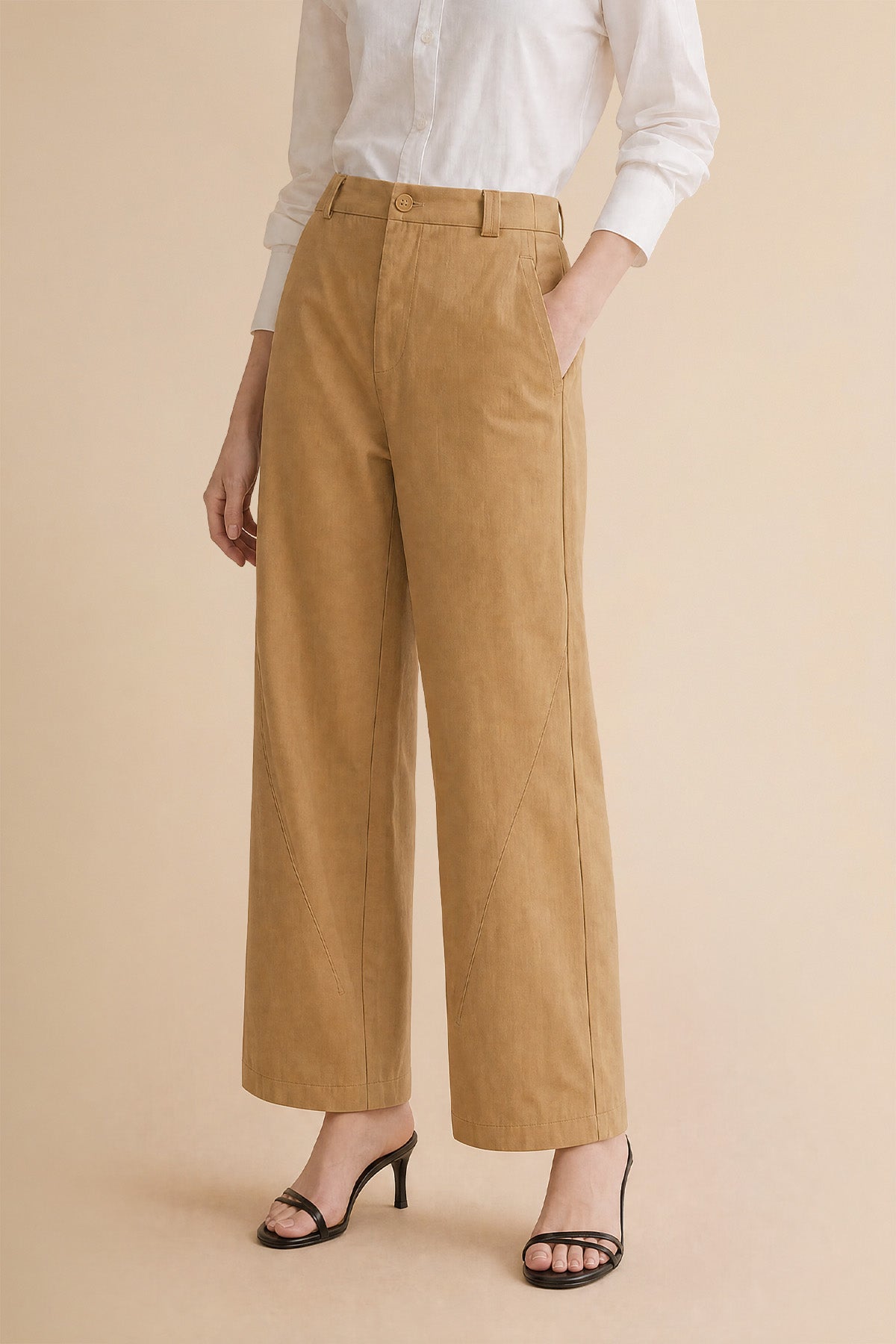 Womens Khaki Barrel Wide Leg Pants | CicyBell