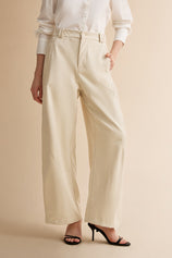 Womens Beige Barrel Wide Leg Pants | CicyBell