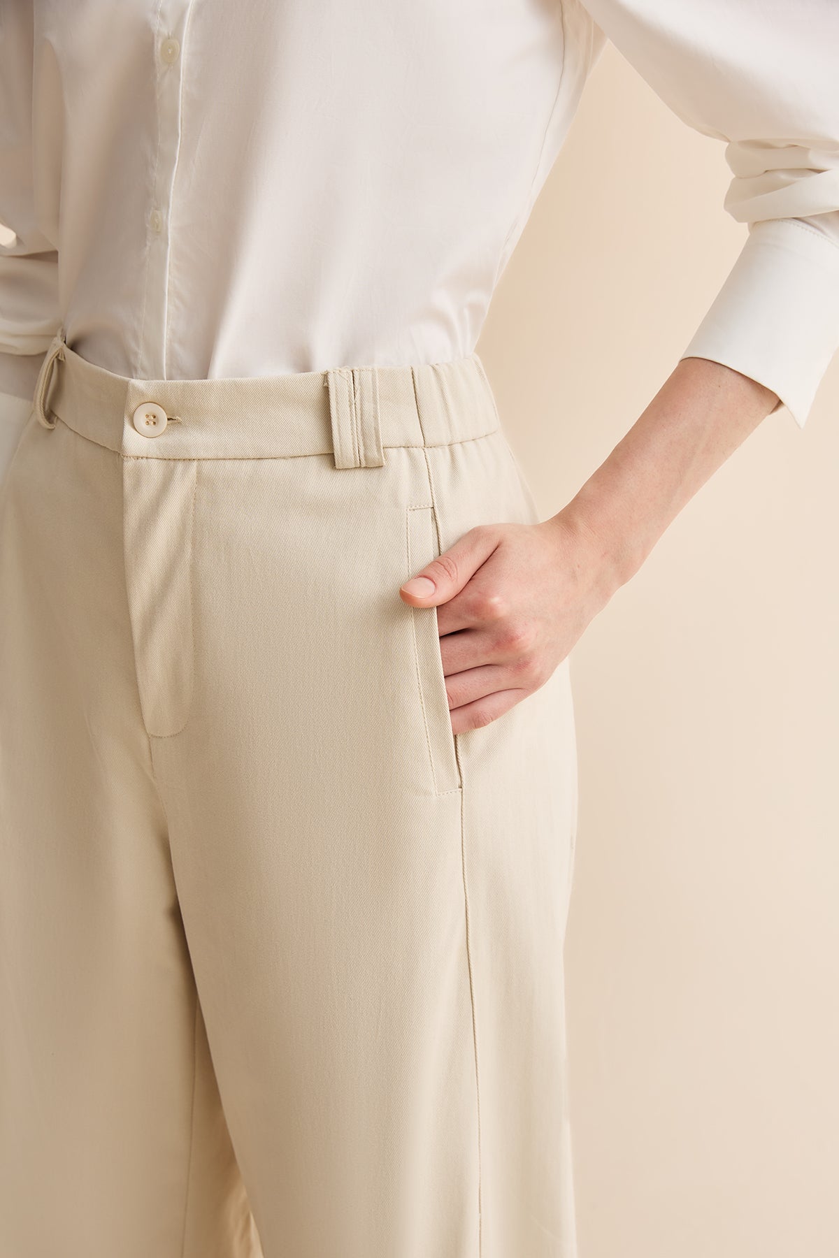 Womens Beige Barrel Wide Leg Pants | CicyBell