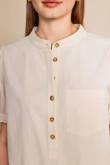 Womens Beige Puff Short Sleeve Blouses | CicyBell