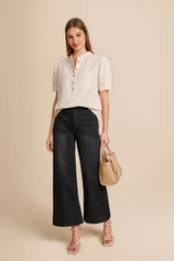 Womens Beige Puff Short Sleeve Blouses | CicyBell