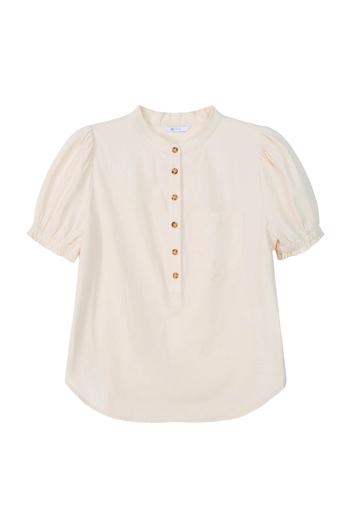 Womens Beige Puff Short Sleeve Blouses | CicyBell