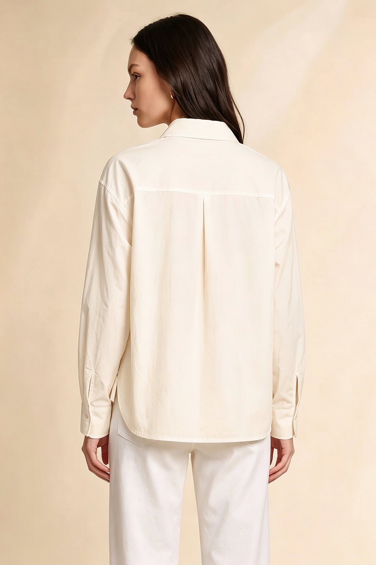 Womens Beige Long Sleeve Button Down Shirt | CicyBell