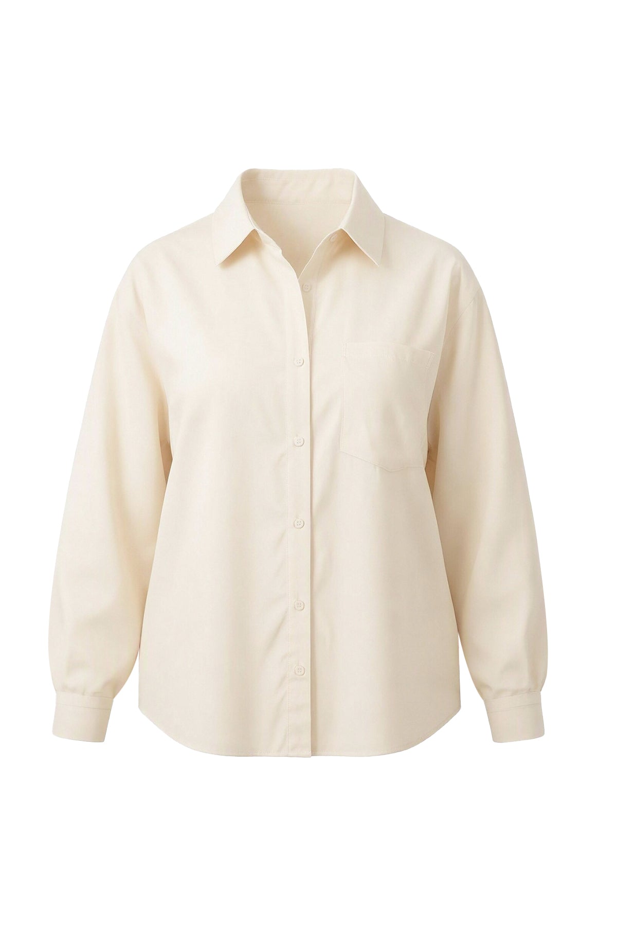 Womens Beige Long Sleeve Button Down Shirt | CicyBell