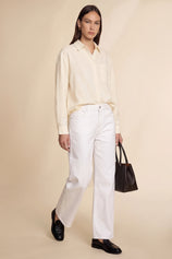 Womens Beige Long Sleeve Button Down Shirt | CicyBell