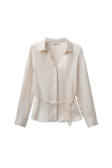 Womens Beige Satin Button Down Shirts | CicyBell