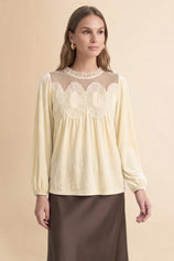 Womens Beige Velvet Babydoll Tops | CicyBell