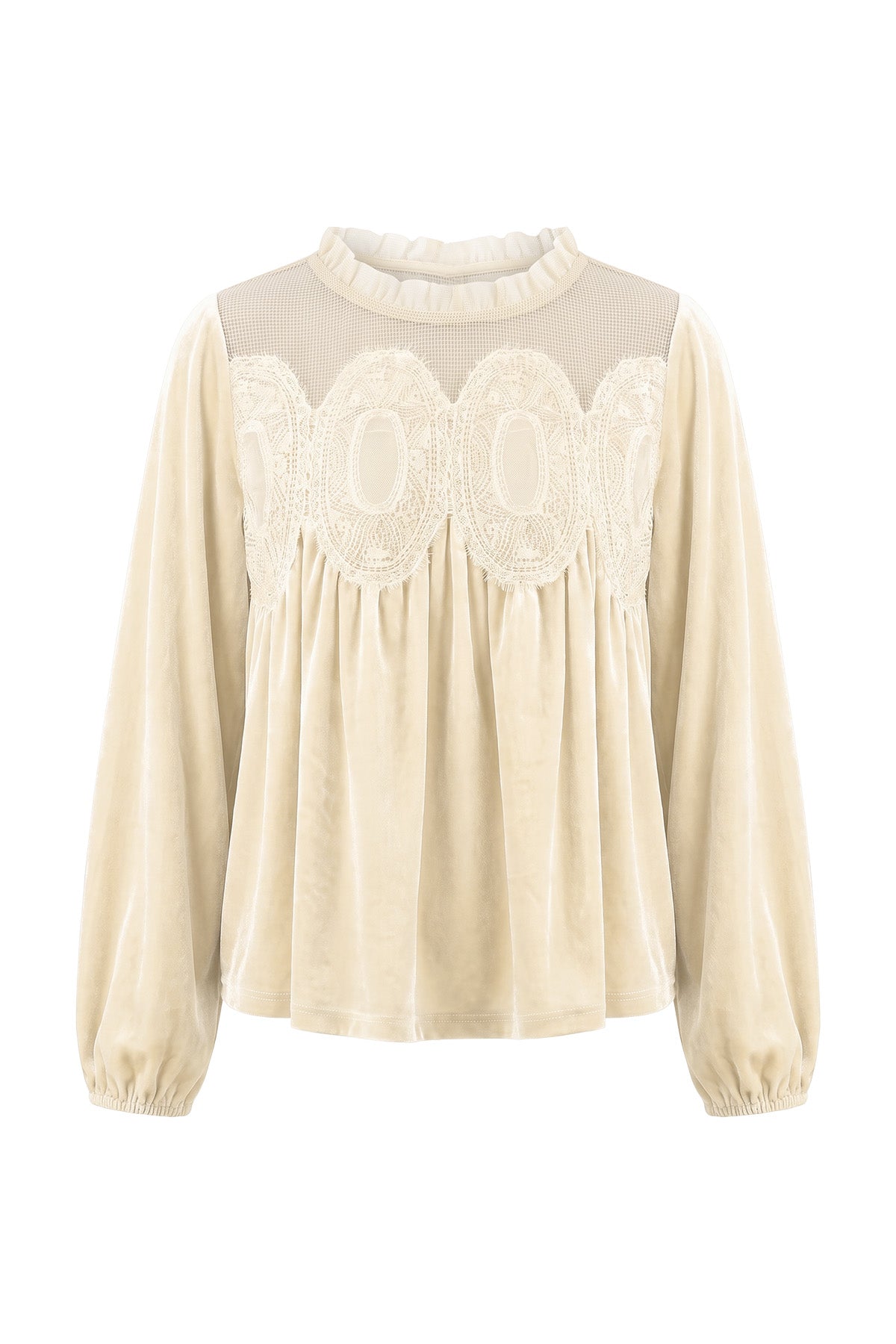 Womens Beige Velvet Babydoll Tops | CicyBell