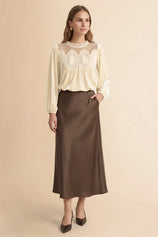 Womens Beige Velvet Babydoll Tops | CicyBell