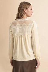 Womens Beige Velvet Babydoll Tops | CicyBell