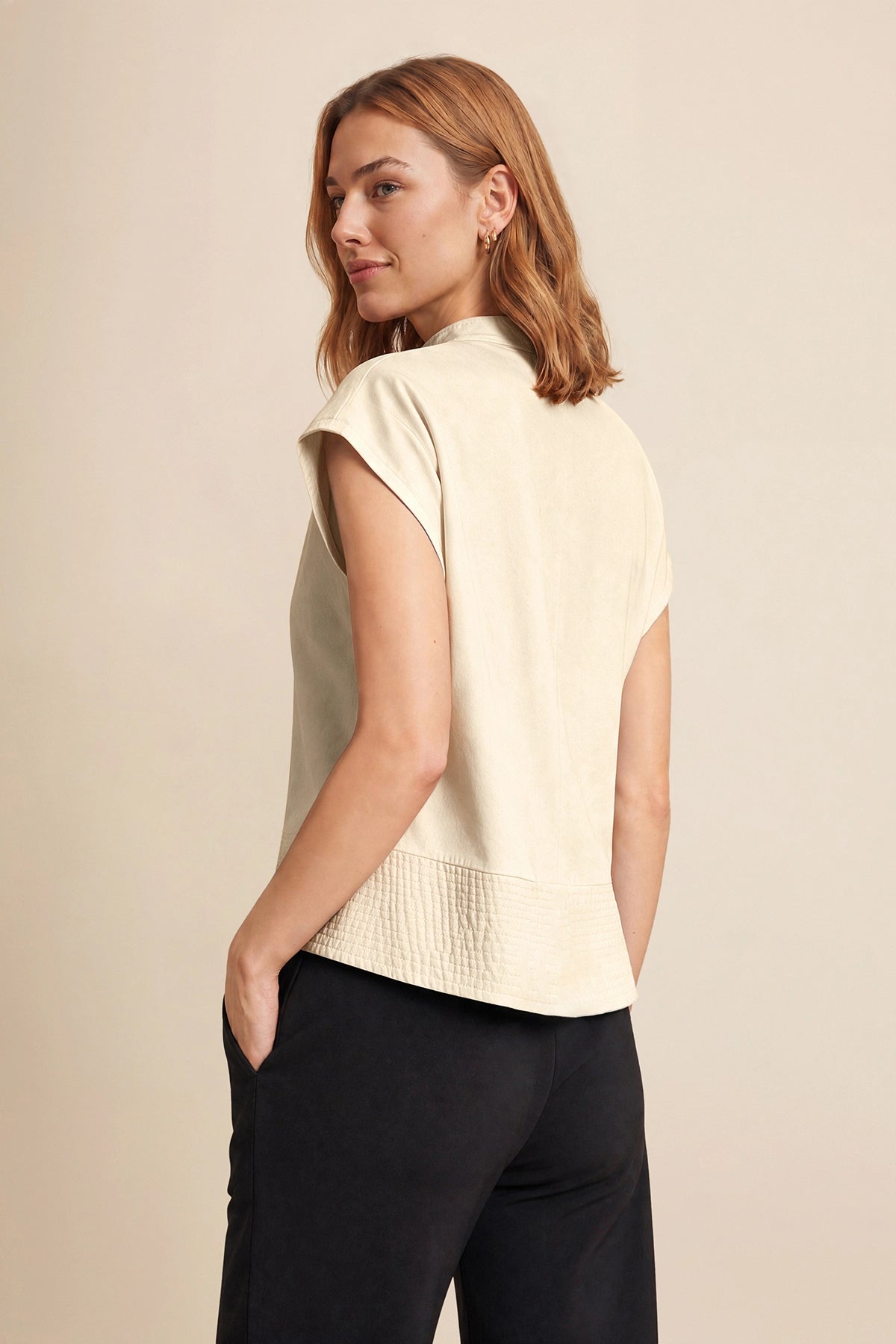 Womens Beige Cropped Short Sleeve Shirts| CicyBell