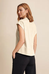 Womens Beige Cropped Short Sleeve Shirts| CicyBell