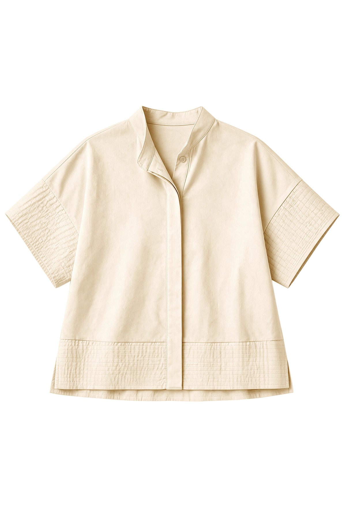 Womens Beige Cropped Short Sleeve Shirts| CicyBell