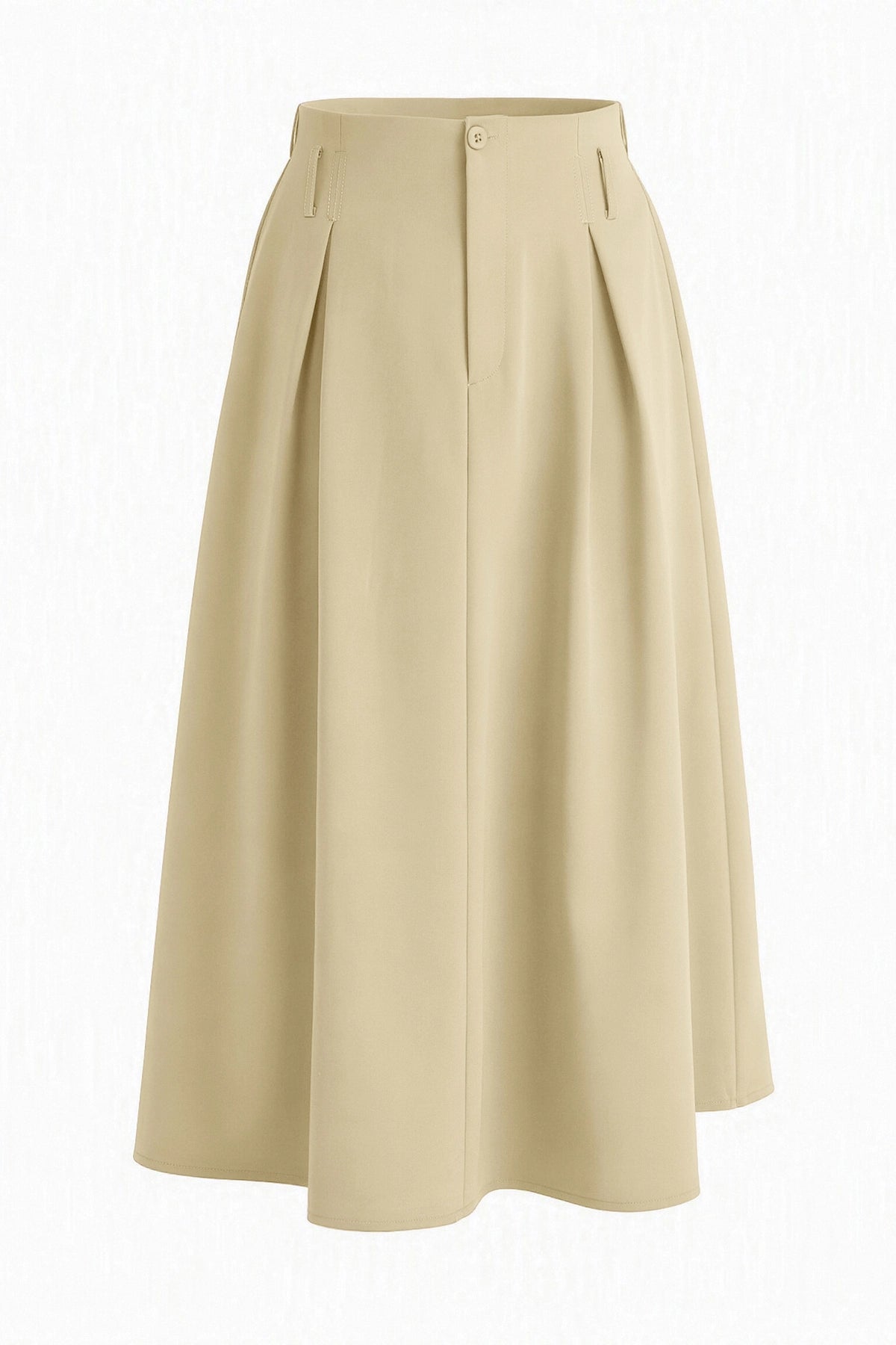 Women Beige Pleated Midi Skirt | CicyBell
