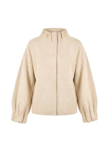 Womens Beige Mock Neck Sweater Cardigan | CicyBell