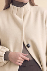 Womens Beige Mock Neck Sweater Cardigan | CicyBell