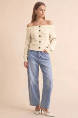 Womens Beige Off Shoulder Cardigan | CicyBell