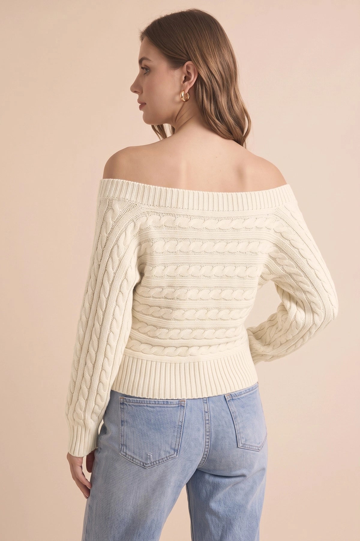 Womens Beige Off Shoulder Cardigan | CicyBell