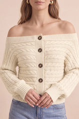 Womens Beige Off Shoulder Cardigan | CicyBell