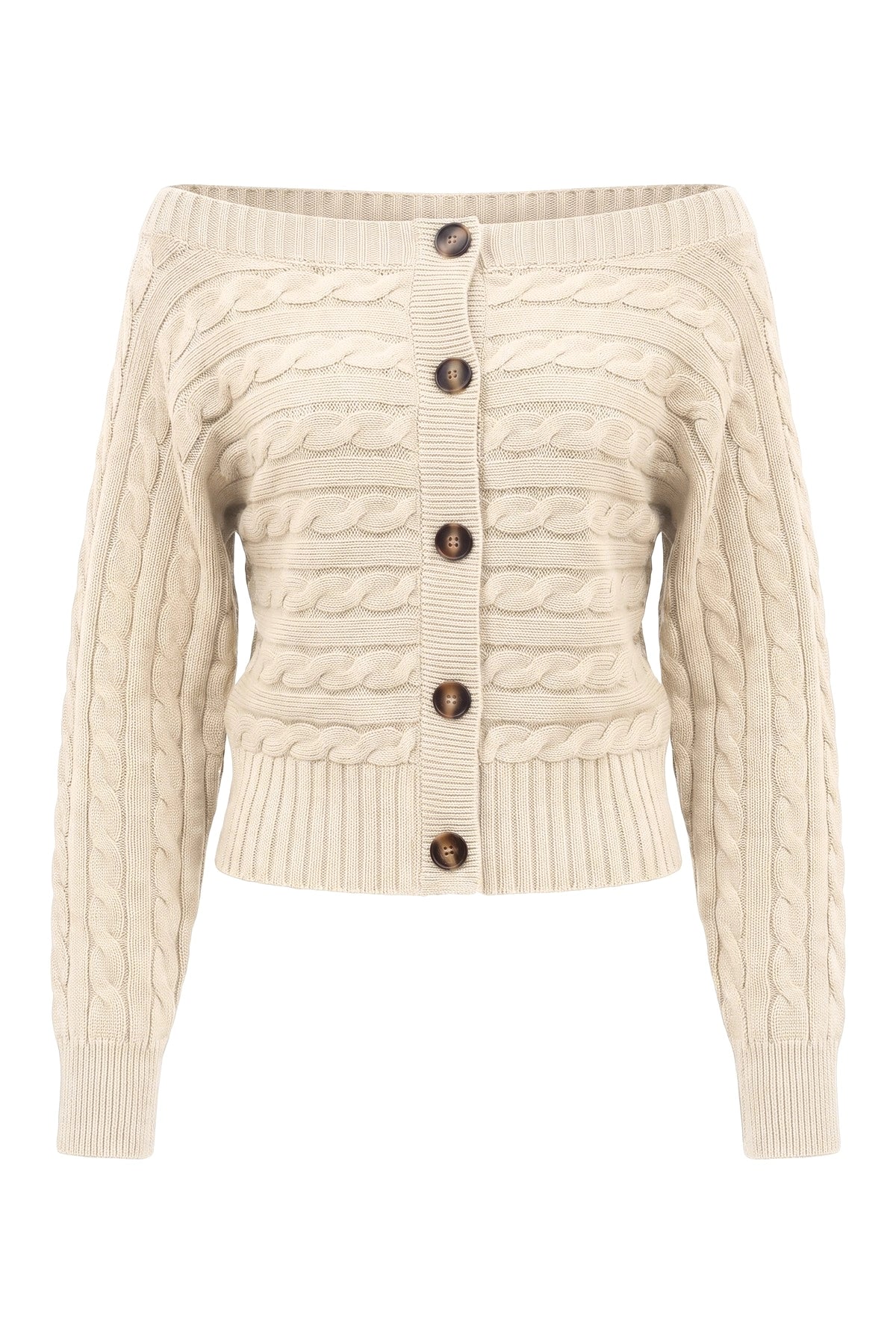 Womens Beige Off Shoulder Cardigan | CicyBell