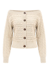 Womens Beige Off Shoulder Cardigan | CicyBell