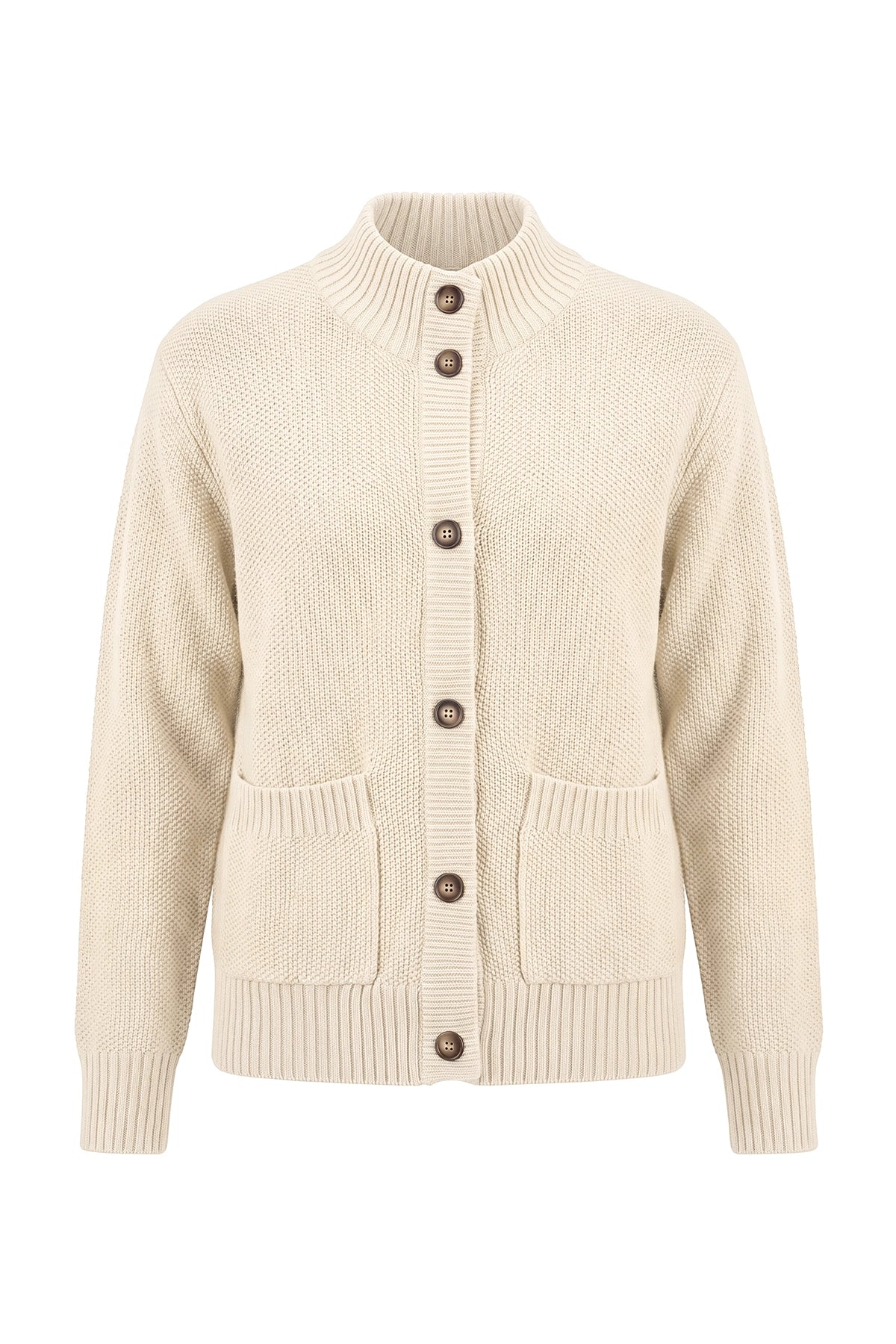 Womens Beige Chunky Sweaters Cardigan | Cicy Bell