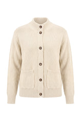 Womens Beige Chunky Sweaters Cardigan | Cicy Bell