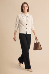 Womens Beige Chunky Sweaters Cardigan | Cicy Bell