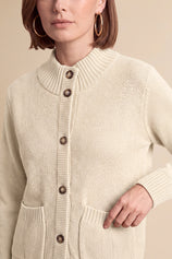 Womens Beige Chunky Sweaters Cardigan | Cicy Bell