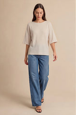 Cicy Bell Womens Beige Half Sleeve Sweaters
