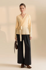 Womens Beige Belted Cardigan Sweater | CicyBell