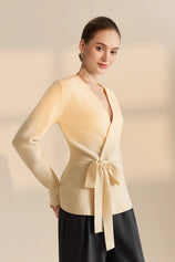 Womens Beige Belted Cardigan Sweater | CicyBell