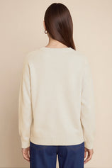 Womens Beige Boat Graphic Knit Sweaters | CicyBell