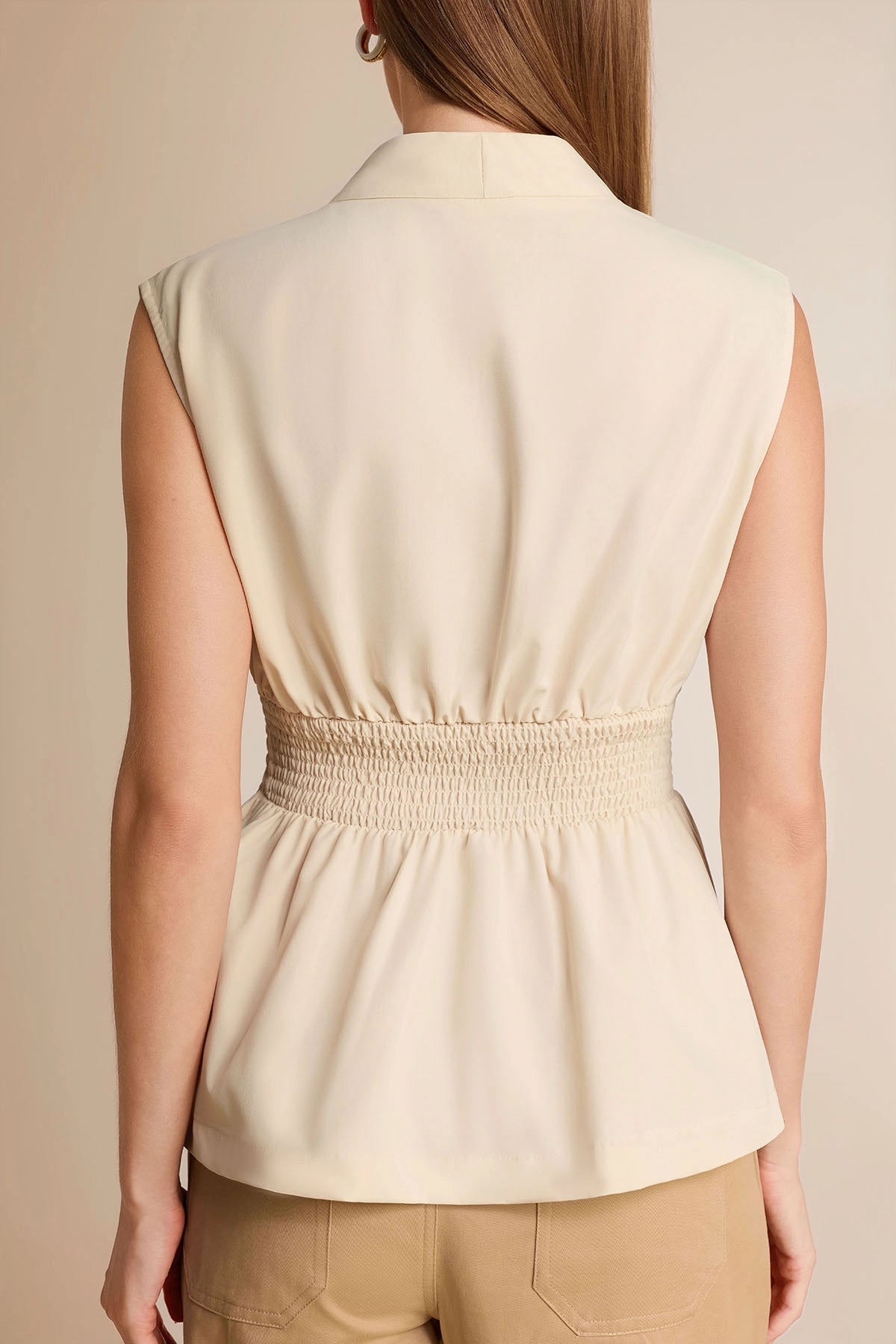 Womens Beige Summer V Neck Tank Tops | CicyBell