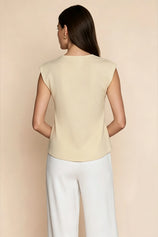 Womens Beige V Neck Wrap Tank Tops | CicyBell