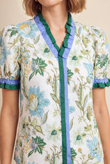 Womens Beige Floral Puff Short Sleeve Tops  | CicyBell