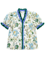 Womens Beige Floral Puff Short Sleeve Tops  | CicyBell