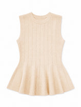 Womens Beige Pleated Peplum Tank Tops | CicyBell