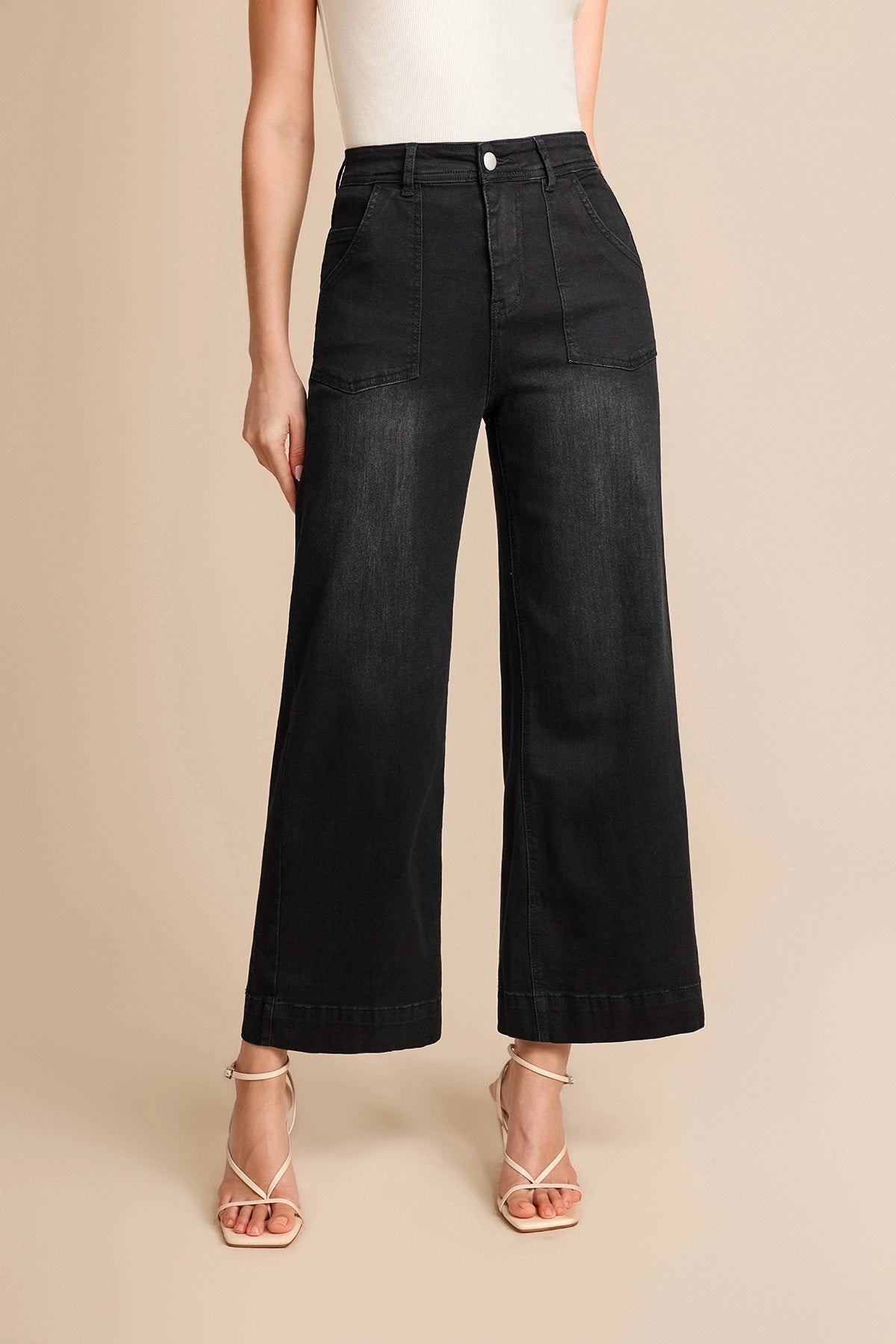 Womens Black Baggy Wide Leg Jeans | CicyBell