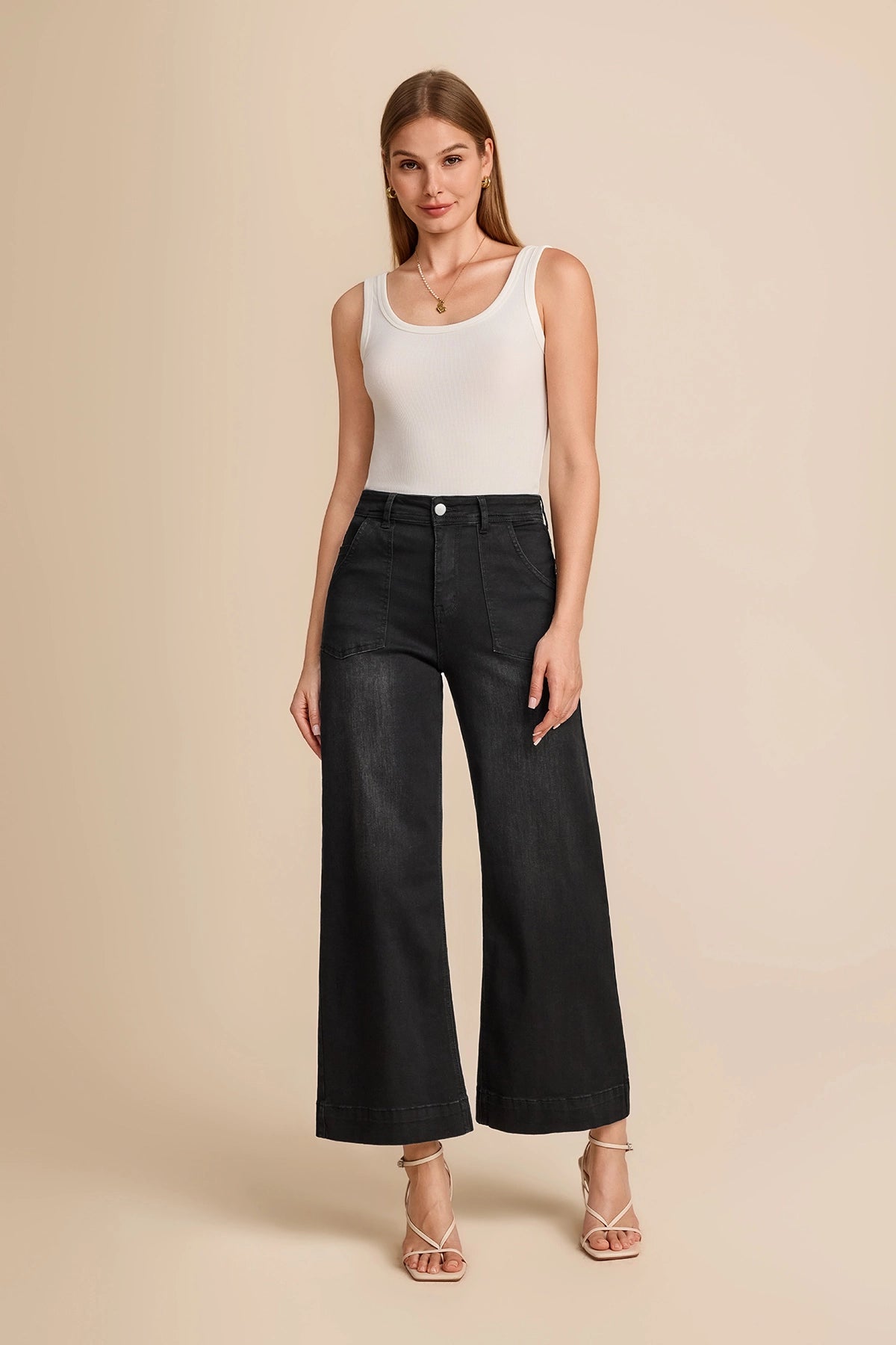 Womens Black Baggy Wide Leg Jeans | CicyBell