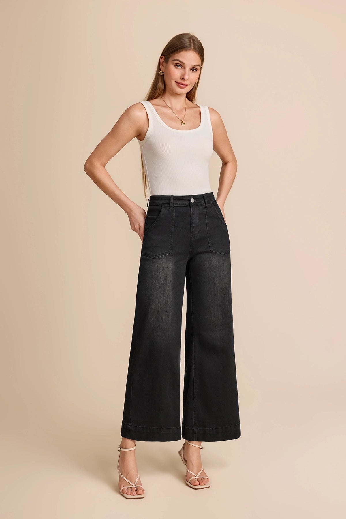 Womens Black Baggy Wide Leg Jeans | CicyBell