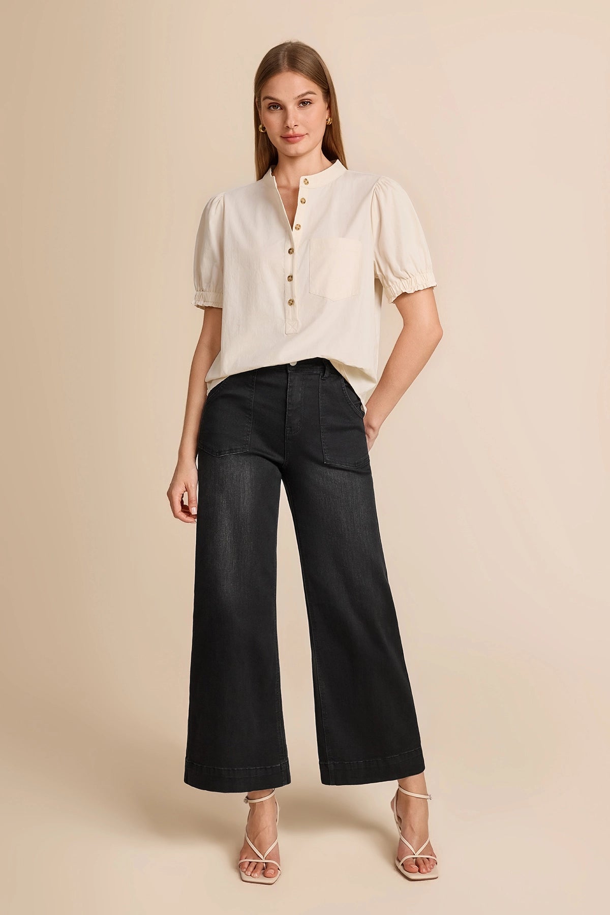Womens Black Baggy Wide Leg Jeans | CicyBell