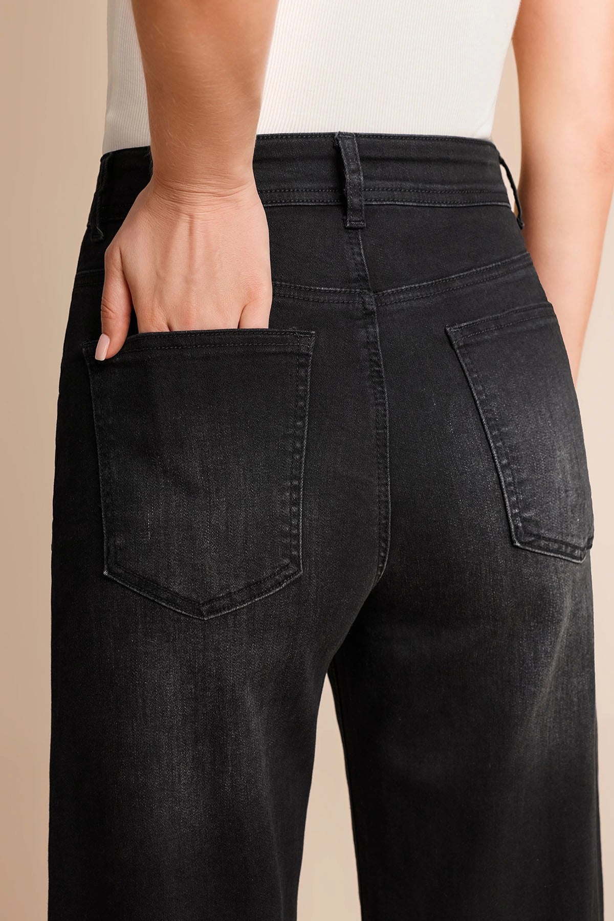 Womens Black Baggy Wide Leg Jeans | CicyBell