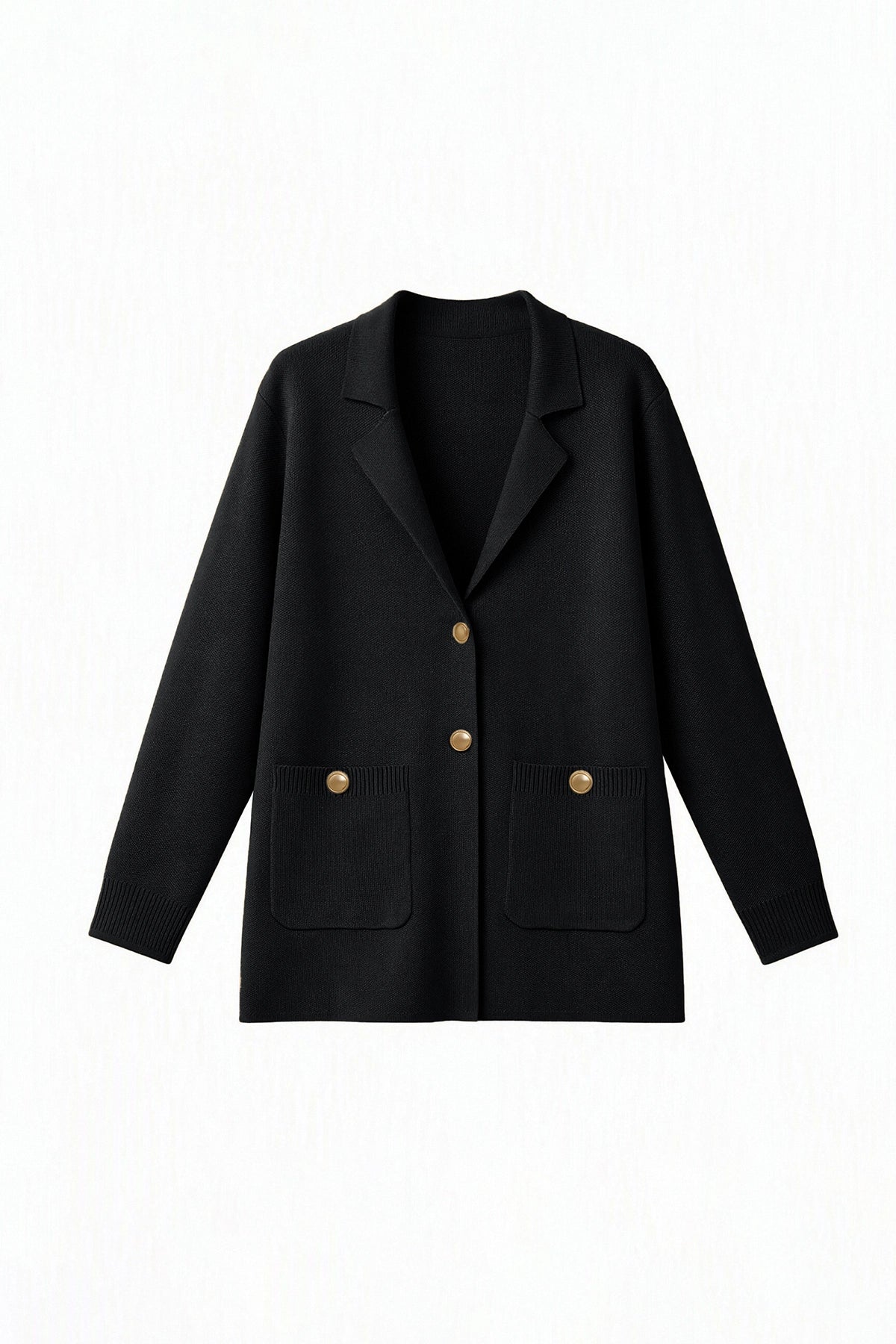 Womens Black Long Sleeve Sweater Blazer | CicyBell