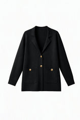 Womens Black Long Sleeve Sweater Blazer | CicyBell
