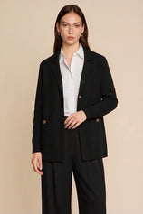 Womens Black Long Sleeve Sweater Blazer | CicyBell
