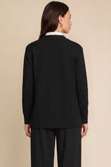 Womens Black Long Sleeve Sweater Blazer | CicyBell