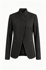 Womens Black Casual Stand Collar Blazer | CicyBell