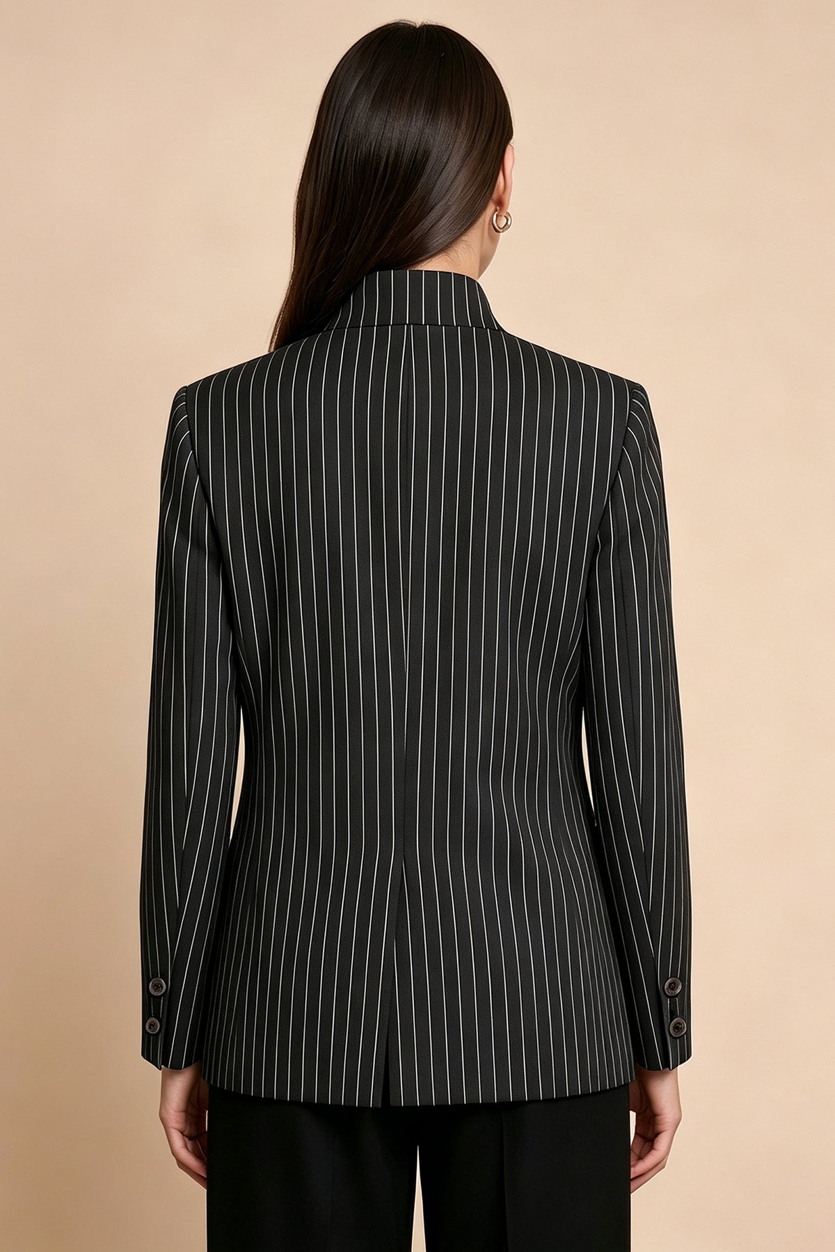 Womens Black Casual Stand Collar Blazer | CicyBell