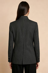 Womens Black Casual Stand Collar Blazer | CicyBell